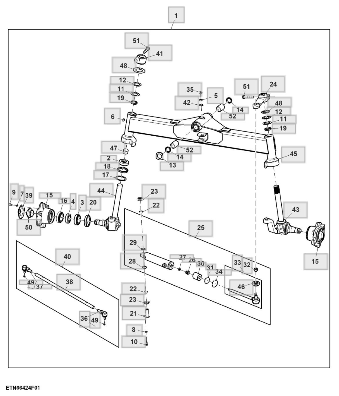 Cầu trước, tay lái trợ lực 2WD